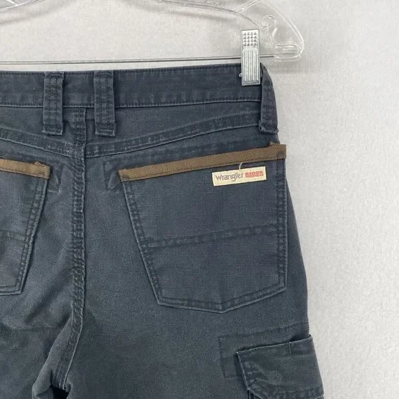 WRANGLER Pants Womens 2 x 32 Riggs Workwear Cargo Carpenter Ripstop Canvas Black - Picture 5 of 16